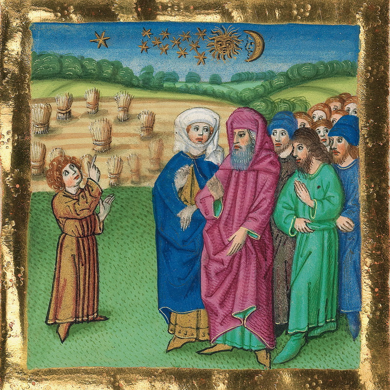 Die zwei Träume des Joseph – Münchener Furtmeyr-Bibel, Blatt 36rb, Quelle: Bayrische Staatsbibliothek, Lizenz CC BY-NC-SA